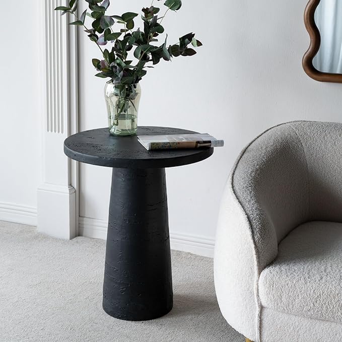 Faux Stone Side Table Round End Table Patio Small Drink Table for Small Spaces - Photo 2