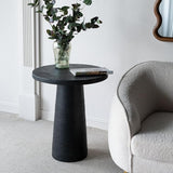 Faux Stone Side Table Round End Table Patio Small Drink Table for Small Spaces - Photo 2