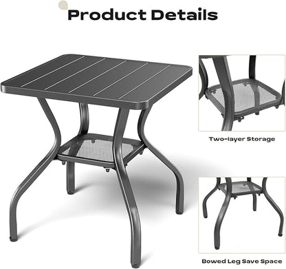Rilyson Patio Tables Outdoor Coffee Table - Metal Side Tables End Table for Patio Proch Deck Balcony Garden Squre