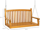 Best Choice Products 48in Wood Porch Swing Outdoor Patio Hanging Bench Chair Furniture for Deck, Garden - Photo 7