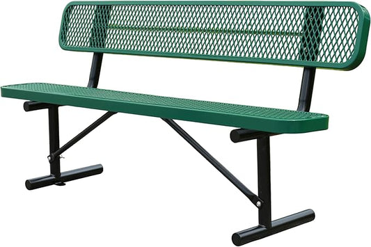 6 ft Outdoor Park Bench – Heavy-Duty Steel Frame & Rust-Resistant Thermoplastic Coating, Suitable for Gardens, Courtyards, Campuses, Commercial Spaces (Green, 6ft)
