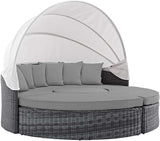 Modway Summon Outdoor Patio Daybed with Canopy and Sunbrella Cushions in Canvas Gray - Photo 4
