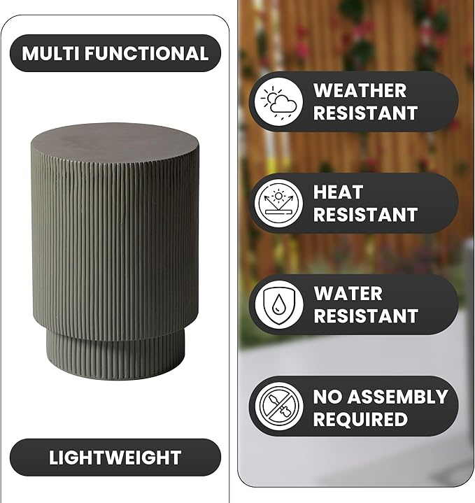 LeisureMod Modern Side Table Round Fiberstone Top Accent End Table for Home, Outdoor Patio, Living Room Sofa - Photo 5