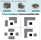 SUNLEI 7 Piece Patio Furniture Sets, Low Back All-Weather Rattan Sectional Sofa with Tea Table&Washable Couch Cushions - Photo 5