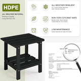Outdoor Side Table Set of 2 - HDPE Small End Table - Patio Side Tables Square for Backyard Pool Porch Balcony - Indoor - Photo 3