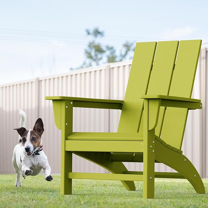 Modern Adirondack Chairs Set of 8, HDPE Plastic Patio Chairs for All Weather, Fire Pit Chair, Outdoor Lawn Chairs for Deck, Porch, Backyard, Garden, Avocado