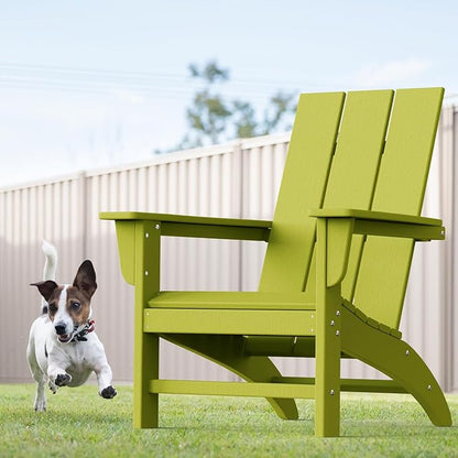 Modern Adirondack Chairs Set of 2, HDPE Plastic Patio Chairs for All Weather, Fire Pit Chair, Outdoor Lawn Chairs for Deck, Porch, Backyard, Garden, Avocado