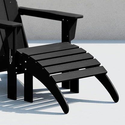 Costaelm Adirondack Chair Footrest Foldable Ottoman, Folding Ottoman Outdoor Foot Rest for Patio Waterproof, Adirondack Ottoman Outdoor, Black