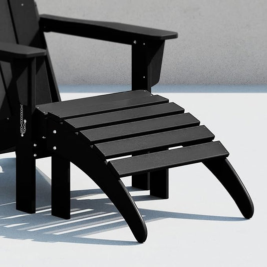 Costaelm Adirondack Chair Footrest Foldable Ottoman, Folding Ottoman Outdoor Foot Rest for Patio Waterproof, Adirondack Ottoman Outdoor, Black