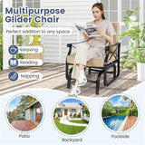 Black Metal Patio Glider Chair Outdoor Rocking Chair, Ergonomic Gliding Bench for Porch Garden Heavy Duty Lawn Furniture - Photo 4