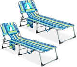 GYMAX Tanning Chair, Folding Lounger with Face/Arm Holes, Carry Handles & Side Pocket - Photo 1