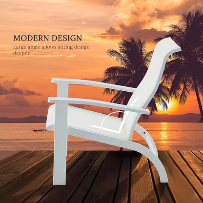 VICLLAX Outdoor Adirondack Chair Set of 2, Patio Chair for Lawn Garden, All Weather Outdoor Lounge Chair, White