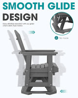 SERWALL Adirondack Swivel Glider Chair, HDPE Glider Rocking Chair for Outdoor, All-Weather Glider Chair for Porch - Photo 5