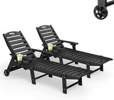 Lounge Chair Outdoor Set of 2, HDPE Chaise Lounge Outdoor, Pool Lounge Chair for Pool Poolside Deck Backyard Patio - Photo 1