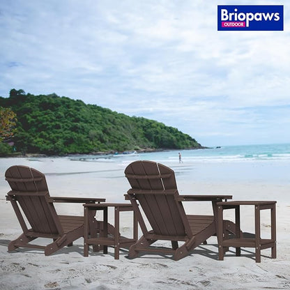 BRIOPAWS Adirondack Ottomans | Folding | Set of 2 | HDPE Plastic | Brownwood Grain Outdoor Foot Rest | All Weather | Patio Footrest for Adirondack Chair | Porch Foot Stool | 19.7W x 18.5L x 13H Inch
