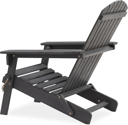 Amazon Aware FSC Certified Outdoor Folding Adirondack Chair, Acacia Wood, Dark Grey