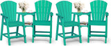 Ciokea Tall Adirondack Chairs Set of 4, HDPE Outdoor Adirondack Bar Stools with Double Connecting Tray - Photo 1