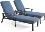 HOMEFUN Chaise Lounge Chair Set of 2, Hand-Finished Wood Grain Cast Aluminum Reclining Loungers with Cushions - Photo 1