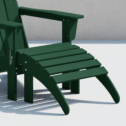 Costaelm Adirondack Chair Footrest Foldable Ottoman, Folding Ottoman Outdoor Foot Rest for Patio Waterproof, Adirondack Ottoman Outdoor, Dark Green