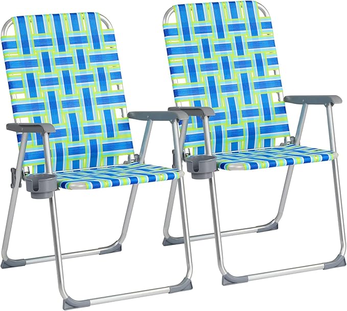 VINGLI Aluminum Patio Lawn Chairs Folding Set of 2 with Detachable Cup Holder - Photo 1