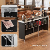 VINGLI 43" Portable Bar Table, 3-Tier Shelves, Carry Bag，Mobile Bar Table for Events, Party, Camping, Picnic, Tradeshow - Photo 5