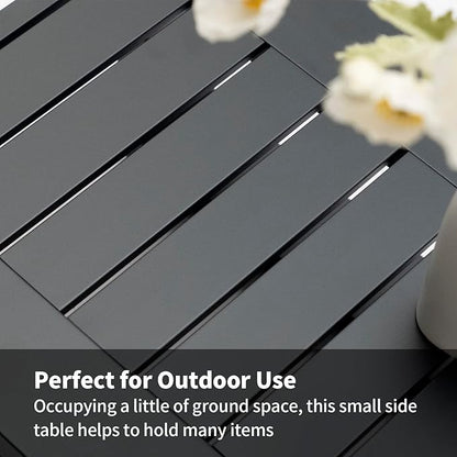 Patio Side Table Aluminum Outdoor End Tables for Outside Small Rectangle Coffee Table Patio Furniture for Garden Backyard, Grey Frame
