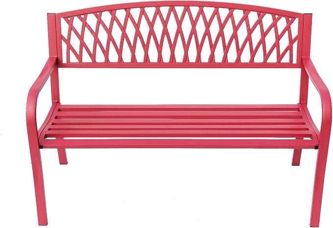 Hi-Line Gift Ltd. Passionate Red Reverie- Steel and Cast Iron Garden Bench