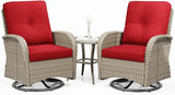 Joyside Outdoor Swivel Rocker Chairs, 3 Piece Wicker Patio Set with Thickened Cushions, High Back, Deep Seating - Photo 1