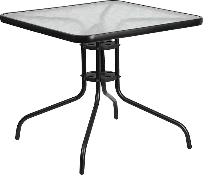 Flash Furniture Barker 31.5" Square Indoor/Outdoor Tempered Glass Metal Frame Side Table - Photo 1