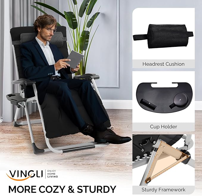 VINGLI 29" Padded Zero Gravity Chair - Photo 4