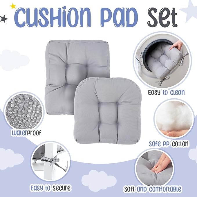 Kids Rocking Chair Cushion Pad Set Toddler Rocking Chair Indoor Outdoor Wooden Rocker Child Patio Rocker for Porch Balcony Lawn Indoor Outdoor(White,Ages 2-5)
