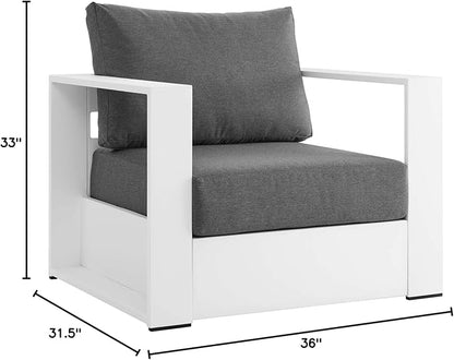 Modway Tahoe Aluminum Outdoor Patio Armchair in White Charcoal