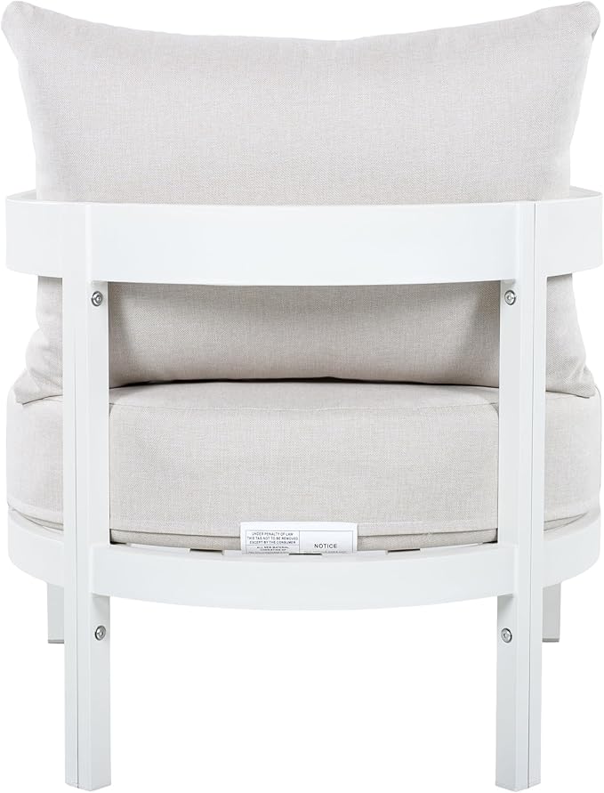 Merax 27.6" Outdoor Curved Patio Accent Chair with All-Weather Coushions, Aluminum Frame Single Lounge for Chair Porch - Photo 6