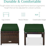 Best Choice Products Set of 2 Wicker Ottomans, Multipurpose Outdoor Furniture for Patio, Backyard, Additional Seating - Photo 2