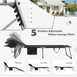 Goplus Tanning Chair, Folding Beach Lounge Chair with Face &Arm Hole, 5-Position Adjustable, Removable Pillow - Photo 5