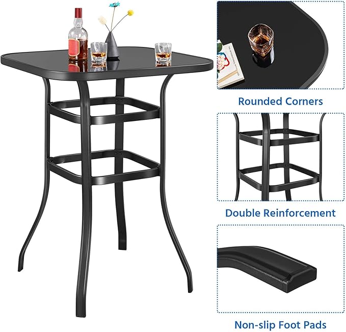 Yaheetech Patio Bar Table Tempered Glass - Photo 6
