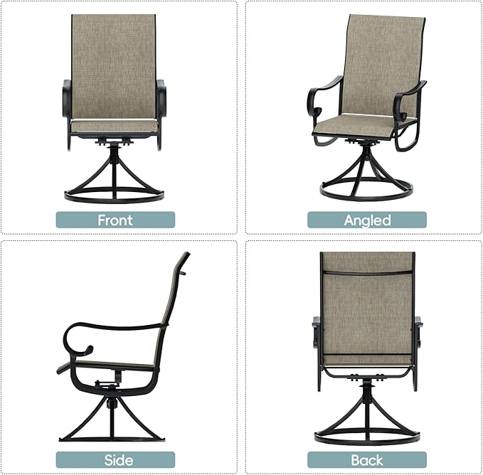Patio Swivel Chairs Set of 6, Outdoor Dining Chairs with High Back - Photo 6