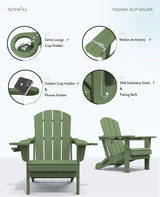 SERWALL Adirondack Chair with Cup Holders - Composite Adirondack Chairs Set of 6 HDPE Outdoor Chairs All Weather Use - Photo 8
