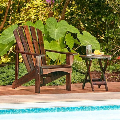 Pemberly Row Adirondack Chair, 36" H x 35" W x 28.25" D, Cedar Wood, Brown Finish, Ergonomic Design, Contoured Seat, Wide Arms, High Back Support, Outdoor Patio or Deck Furniture for Relaxation