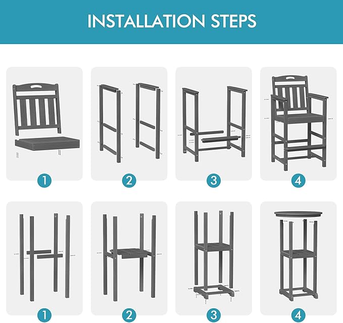 Ciokea 3-Pcs Bistro Table and Chairs - Photo 9