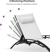 PURPLE LEAF Patio Chaise Lounge Set of 3 Outdoor Lounge Chair Beach Pool Sunbathing Lawn Lounger Recliner Outside - Photo 4