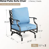 Metal Outdoor Rocker Patio Chairs Set of 2 with 5.75" Extra Thick Cushion - Photo 2