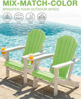 Folding Adirondack Chair –Recyclable HDPE Outdoor Adirondack Patio Chair with Cup Holder, Wood Texture & Umbrella Hole - Photo 4