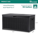 YITAHOME 90 Gallon Large Deck Box, Double-Wall Resin Outdoor Storage Boxes, Deck Storage for Patio Furniture, Cushions - Photo 7