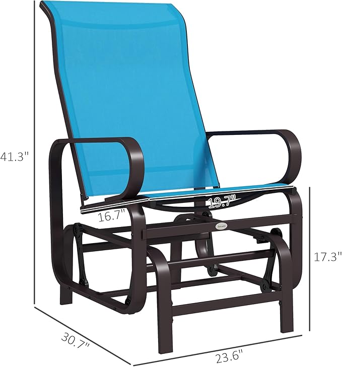 Outsunny Outdoor Glider Chair, Gliders for Outside Patio with Smooth Gliding Mechanism and Lightweight Construction for - Photo 3