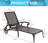 KEIKI Chaise Lounge Chair Outdoor, Aluminium Cast Patio Chaise Lounge with Adjustable Backrest and Moveable Wheels - Photo 2