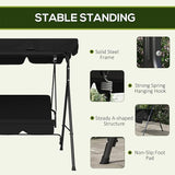 Outsunny 3-Seat Outdoor Patio Swing Chair with Removable Cushion, Steel Frame Stand and Adjustable Tilt Canopy for Patio - Photo 4