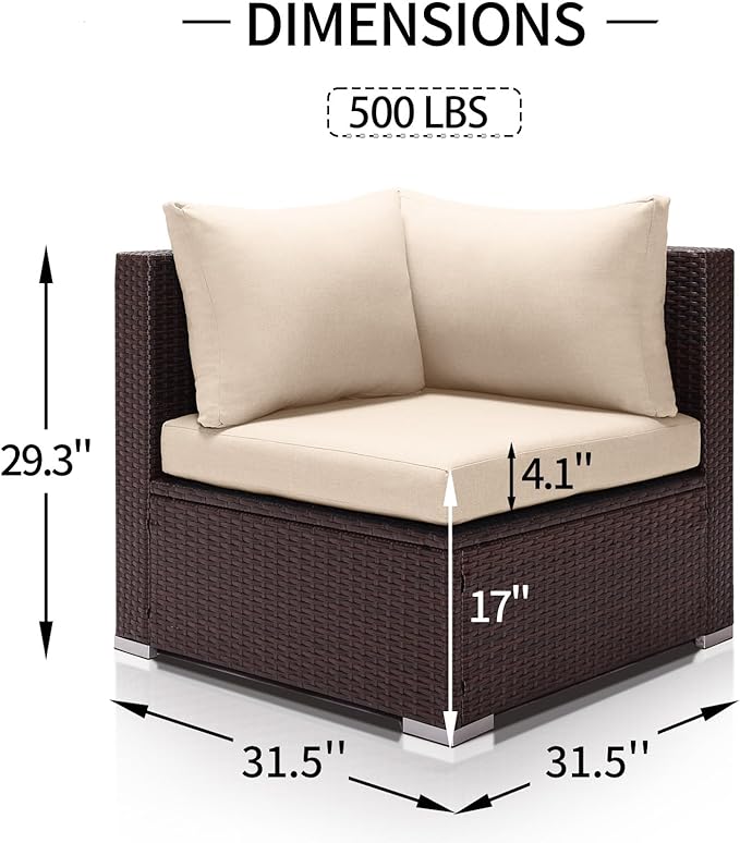 NICESOUL 29.3" High-Back Modern Luxury Patio Corner Sofa, Outdoor Furniture Piece Wide Deep Seat - Photo 2