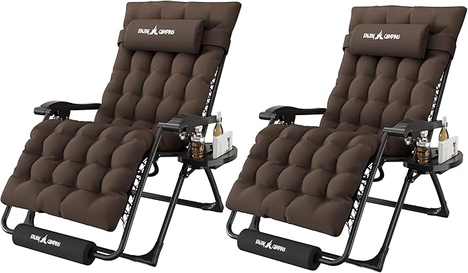 Amopatio Oversized Zero Gravity Chair, 29''W Reclining Camping Lounge Chair Upgraded Lock and Footrest - Photo 1