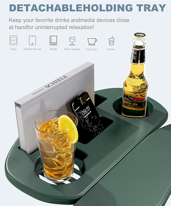 Adirondack Chair Set of 4, HDPE Folding Adirondack Chair with Multifunctional Cup Holder - Photo 8